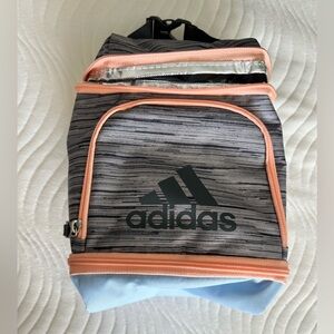 Adidas Striped Gray and Light Blue Lunch Bag